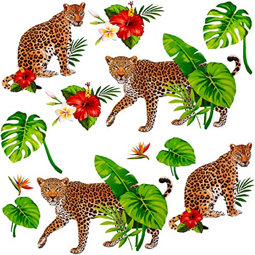 alles-meine.de GmbH Wandsticker + Fensterbilder Motive frei wählbar Kinder & Erwachsene - 12 TLG - Leopard - Dschungel Blumen & Tropen Tiere - selbstklebend + wiederverwendba.. von alles-meine.de GmbH