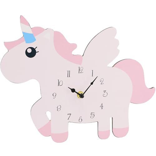 alles-meine.de GmbH Wanduhr aus Holz - Einhorn - 31 cm groß - schleichendes Uhrwerk ! - sehr leise ! - Uhr - Analog - Kinder Baby - Kinderzimmer Babyzimmer - Holzuhr/Kinderuhr .. von alles-meine.de GmbH