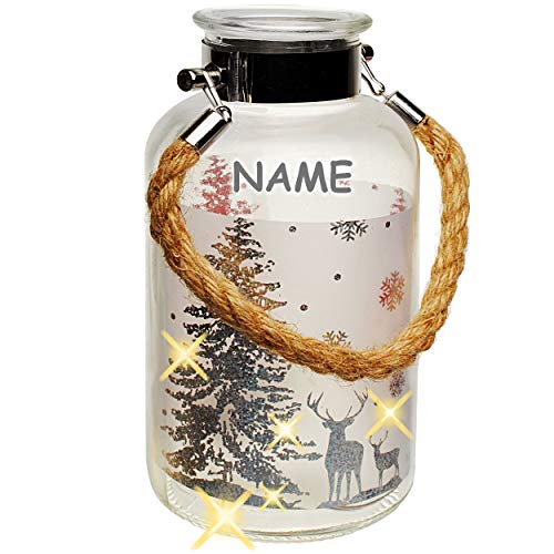 alles-meine.de GmbH XL Glas - Windlicht - LICHT Dekoflasche - 5 Stück LED - Weihnachten - Hirsch im Winterwald - inkl. Name - Silber - 20 cm - Flasche - Weihnachtsflasche - Licht.. alles-meine.de GmbH XL Glas - Windlicht - LICHT Dekoflasche - 5 Stück LED - Weihnachten - Hirsch im Winterwald - inkl. Name - Silber - 20 cm - Flasche - Weihnachtsflasche - Licht.. von alles-meine.de GmbH