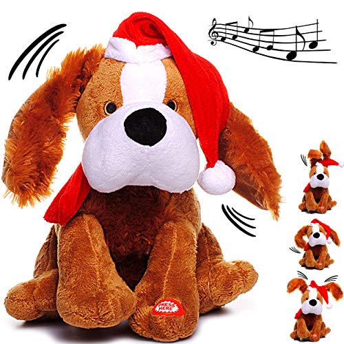 alles-meine.de GmbH XL - singender & Tanzender - Hund - Jingle Bells - Plüschtier mit Sound & Bewegung - 26 cm - aus Stoff/Plüsch - Weihnachtsmann/Weihnachtshund/Welpe - Ti.. von alles-meine.de GmbH