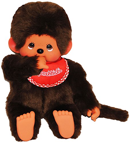 alles-meine.de GmbH XXL Junge Monchhichi - 45 cm - Plüschtier/Kuscheltier - mit rotem Lätzchen - Monchichi - groß - AFFE - Kinderplüsch Schmusepuppe - weich roter Latz - St.. von alles-meine.de GmbH