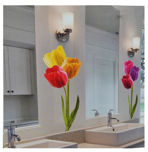 alles-meine.de GmbH XXL Wandaufkleber/Sticker - Tulpen mit Stengel - Frühlingsblumen Frühling - selbstklebend für Wohnzimmer und Deko Wandsticker Aufkleber Blumen von alles-meine.de GmbH