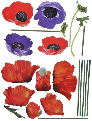 alles-meine.de GmbH XXL Wandtattoo/Sticker - Anemonen + Mohnblumen mit Stengel - Mohn Blüten - selbstklebend für Kinderzimmer und Deko Wandsticker Aufkleber Blumen von alles-meine.de GmbH