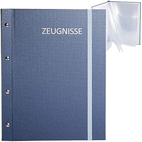 alles-meine.de GmbH Zeugnismappe/Dokumentenmappe/Zeugnisringbuch - Zeugnisse Metallic Effekt - BLAU - A 4 - GEBUNDEN & Erweiterbar - Schraubalbum - mit 24 festen Seiten - R.. von alles-meine.de GmbH