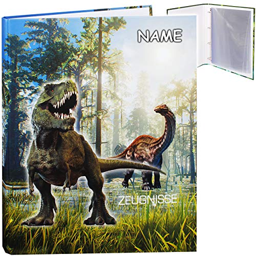 alles-meine.de GmbH Zeugnismappe/Ringbuch/Zeugnisringbuch - Zeugnisse Dinosaurier - Dino T-Rex - inkl. Name - Erweiterbar für Einsteckseiten + Einlagen - A 4 - Dokumentenma.. von alles-meine.de GmbH