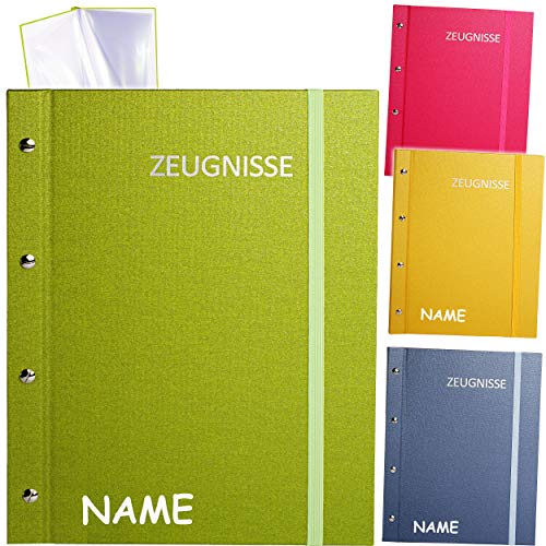 alles-meine.de GmbH Zeugnismappe/Schraubalbum - A 4 - Zeugnisse Metallic Effekt - Mädchen - inkl. Name - GEBUNDEN & Erweiterbar - mit 24 festen Seiten - Ringbuch - Zeugnisrin.. von alles-meine.de GmbH