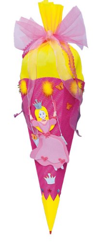 alles-meine.de GmbH fertig gebastelte Schultüte - pink Princess 85 cm - 6 - eckig - mit Holzspitze Zuckertüte Prinzessin von alles-meine.de GmbH