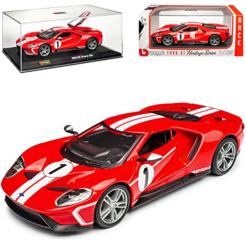 alles-meine.de GmbH for. GT Coupe Nr 1 Rot mit Streifen in Weiss mit Sockel und Vitrine Ab 2017 1/32 Burago Modell Auto mit individiuellem Wunschkennzeichen von alles-meine.de GmbH