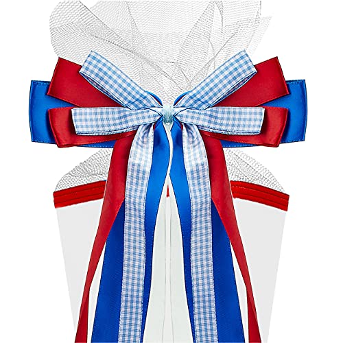 alles-meine.de GmbH große 3-D Schleife für Schultüten - blau & rot - Auto - 24 cm breit u. 47 cm lang - mit edlen Satin Bändern, Tüll & Bastband - für Geschenke und Zuckertüt.. von alles-meine.de GmbH