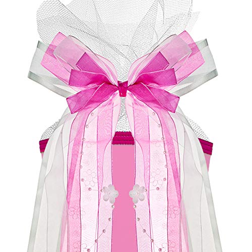 alles-meine.de GmbH große 3-D Schleife für Schultüten - rosa/pink & blau - 24 cm breit u. 47 cm lang - mit edlen Satin Bändern, Tüll & Perlenband - für Geschenke und Zuckertüte.. von alles-meine.de GmbH