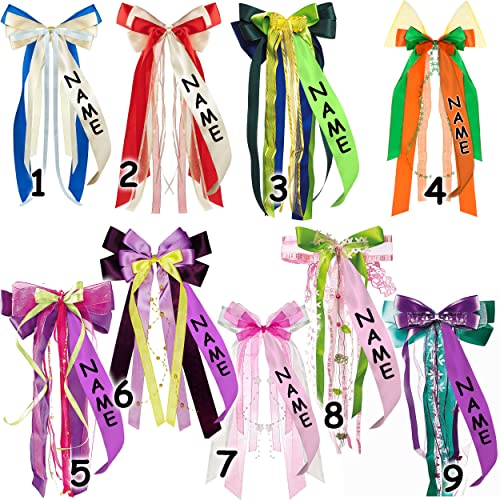 alles-meine.de GmbH große - Schleife/Geschenkschleife - rosa/pink & hell blau - inkl. Name - 50 cm lang - mit Satin Bändern + Perlenband + Tüllband - für Geschenk und Zuckert.. von alles-meine.de GmbH
