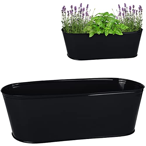 alles-meine.de GmbH großer XL - Topf/Blumentopf Farbwahl Metall - Ø 50 cm - schwarz - oval - länglich - groß - Eimer/Dekotopf - Übertopf - rostfrei Blech - bunt - Blumenk.. von alles-meine.de GmbH