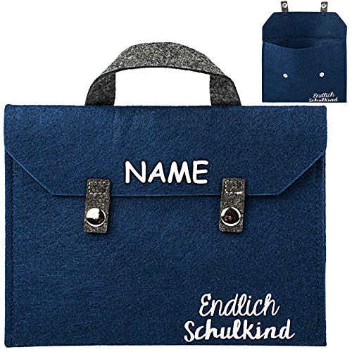 alles-meine.de GmbH kleine Filz Tasche - Endlich Schulkind - inkl. Name - ideal als Geldgeschenk & für Glückwünsche zum Schulanfang - Geschenk Glückwunschkarte/Tischdeko - Stof.. von alles-meine.de GmbH