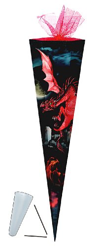 komplette Füllung - Circa 200 Teile - für Schultüte - Drache rot - mit - mit/ohne Kunststoff Spitze - für ALLE Zuckertüte Drachen schwarz Ritter Ritterb.. von alles-meine.de GmbH