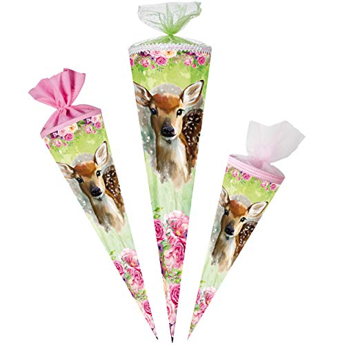 alles-meine.de GmbH komplette Füllung - Circa 200 Teile - für Schultüte - süßes REH - Rehkitz & Blumen - 6 eckig - Organza - für ALLE Zuckertüte - mit/ohne Kunststoff S.. von alles-meine.de GmbH