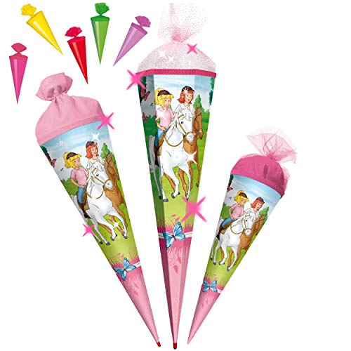 alles-meine.de GmbH mit 3D Glitzer - Effekt ! Set Schultüte + 5 kleine Zuckertüten - Bibi Blocksberg & Tina - Pferdefreunde - 22-85 cm - Größe wählbar - mit Holzspitze - .. von alles-meine.de GmbH