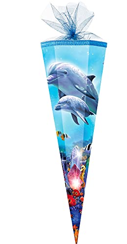 alles-meine.de GmbH personalisierte 3D Bänder - Schleife - verschiedenes Zubehör frei wählbar - passend für Schultüte - Delfin Familie/Fische - 22/35 / 50/70 / 85 cm - .. von alles-meine.de GmbH