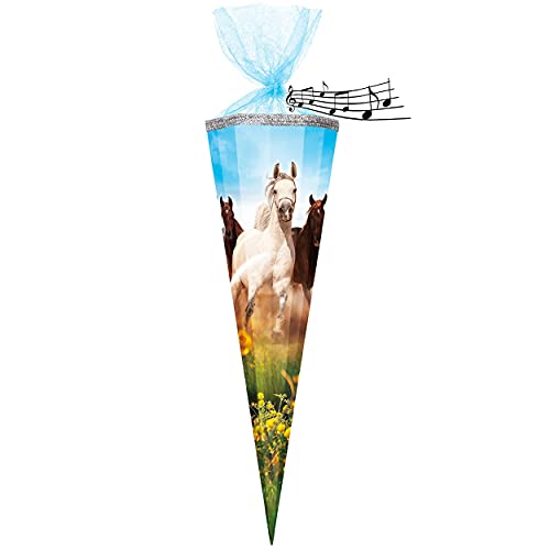 alles-meine.de GmbH stabile Spitze - aus Kunststoff - verschiedenes Zubehör frei wählbar - passend für Sound Modul ! - Schultüte - Wildpferde/Pferd - 70/85 cm - rund - .. von alles-meine.de GmbH