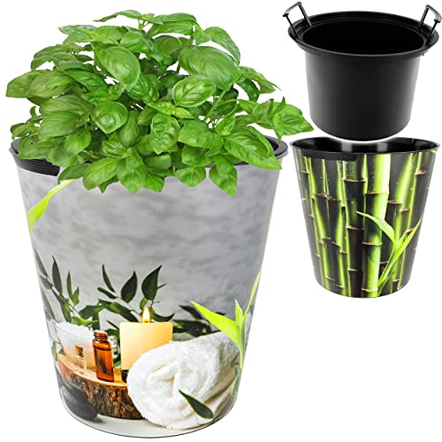 alles-meine.de GmbH universal Eimer/z.B. Blumentopf Modell wählbar 10 Liter - wasserdicht - 28 cm - aus Kunststoff - Bambus & Wellness & extra Einsatz - Papierkorb Spielz.. von alles-meine.de GmbH