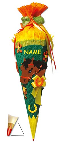 fertig gebastelte Schultüte - Pferd 85 cm - incl. Namen - mit Holzspitze - Zuckertüte Roth - ALLE Größen - 6 eckig Mädchen Pferde Fohlen Haustier Pferdefan Ti.. fertig gebastelte Schultüte - Pferd 85 cm - incl. Namen - mit Holzspitze - Zuckertüte Roth - ALLE Größen - 6 eckig Mädchen Pferde Fohlen Haustier Pferdefan Ti.. von alles-meine.de GmbH