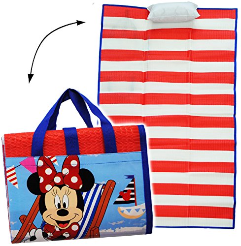 gepolsterte Strandmatte/Strandunterlage - Disney Minnie Mouse - 75 cm * 150 cm - incl. aufblasbares Kissen - wasserfest - Faltbare Picknick Decke/al.. von alles-meine.de GmbH