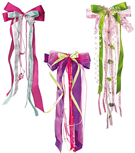 große 3-D Schleife ca. 23 cm breit u. 50 cm lang - für Mädchen/z.B. Schultüten Zuckertüten Geschenke - blau türkis lila gelb Schultütenschleife Schleifen De.. von alles-meine.de GmbH