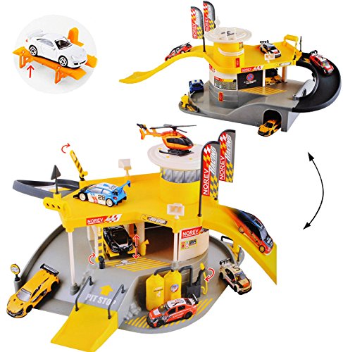 alles-meine.de GmbH großes Komplettset: 3-D Spielmatte - Parkhaus - Garage mit Tankstelle, Hubschrauberlandeplatz, Lift - 2 Ebenen - 1/64 - Spielwelt + Zubehör - Rennstrecke .. von alles-meine.de GmbH