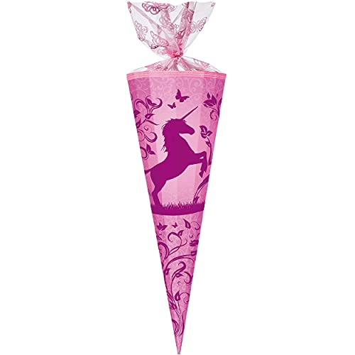 mit 3-D Effekt - Flock ! - Schultüte - Einhorn & Blumenranken/Soft Touch - SAMT Flockdruck - 85 cm - 12 eckig - Organza Abschluß - Zuckertüte - Nestler .. von alles-meine.de GmbH