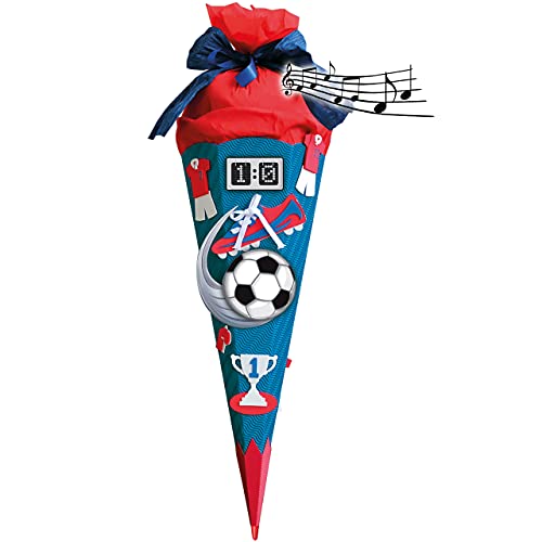 mit Sound Modul ! - BASTELSET Schultüte - Fußball 85 cm - mit Holzspitze - Zuckertüte Roth - ALLE Größen - 6 eckig Fußballer Fussball Sport Jungen Rot Blau von alles-meine.de GmbH