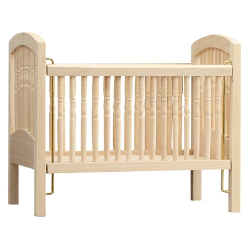 1/12 Dollhouses Crib Möbel Natürliches Holz Model Baby Cradle Bett Für Spielen Hausszene Landschaftsdekoration von alloneslife
