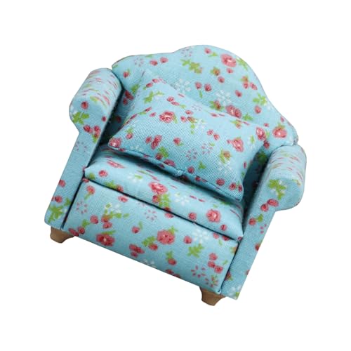 1/12 Miniatur-Sofa Modell Möbel mit Blumenmuster und stabilem Holzsockel Weicher Stoff Sessel Puppenhaus Zubehör Puppensofa 1/12 Miniatur-Sofa Modell Möbel mit Blumenmuster und stabilem Holzsockel Weicher Stoff Sessel Puppenhaus Zubehör Puppensofa von alloneslife