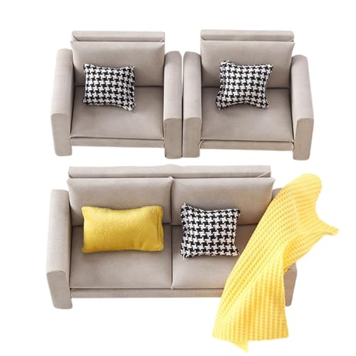 1/12 Skala Holzcouch EIN Sofa Modell Miniaturmöbel Für Realistische Puppenhouses Displays von alloneslife