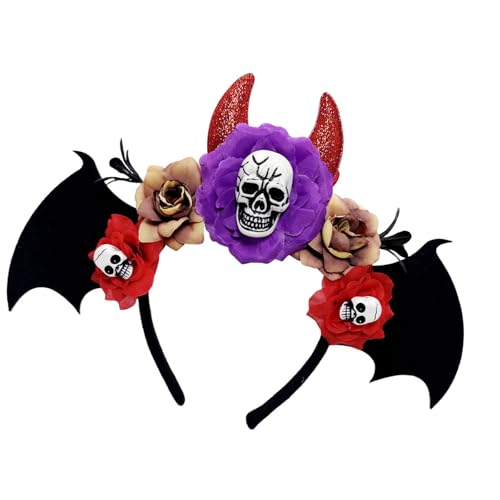 Halloween-Totenkopf-Haarband, Haarstyling-Accessoire mit Blume, dunkle Serie, Harihoop für Familientreffen, Party, Feier, Totenkopf-Haarband für Cosplay Halloween-Totenkopf-Haarband, Haarstyling-Accessoire mit Blume, dunkle Serie, Harihoop für Familientreffen, Party, Feier, Totenkopf-Haarband für Cosplay von alloneslife