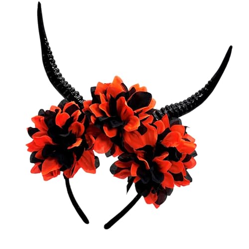 Harz Blumen Antilope Horn Haarband Leicht Halloween Kostüm Haardekoration Orament Für Kinder Erwachsene Leichtes Halloween Party Accessoire von alloneslife