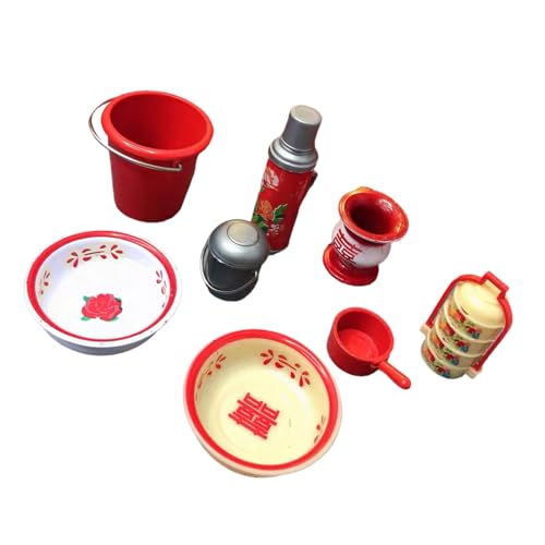 Retro Dollhouses Küchenwaren Waschschale Tun Spielzeug Für Kinder 3+ Plastik Dollhouses Küchenzubehör Set Set von alloneslife