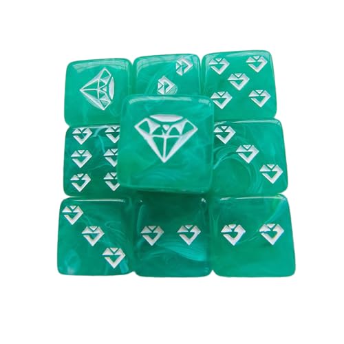 alloneslife 10pcs Acrylic 6 Sieben Runde Ecke Dices Juwel Muster Tischspiel Math Zählung Lehrwerkzeug Mahjong Zubehör Sechsseitige Runde Ecke von alloneslife