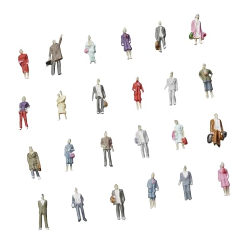 alloneslife Set mit 25 Miniatur-Stadt-Figuren in verschiedenen Posen, ideal für Architekturmodelle und Schulprojekte, Modellbausätze, Menschen, Eisenbahn-Szene, bunt von alloneslife