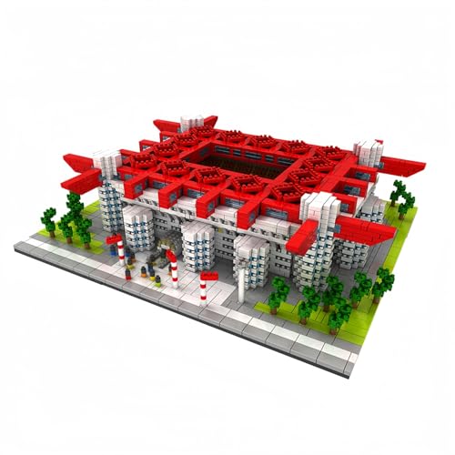 alltogetho Italienisches rotes Fußballstadion-Modell, Mikro-Mini-Baustein-Spielzeug für Erwachsene – eine herausfordernde Unterhaltung und stolze Fan-Ausstellung für Schreibtisch & Heimdekoration von alltogetho