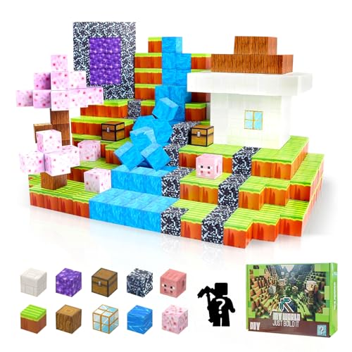 alouweekuky 110 Stück Magnetische Bausteine Magnetic Building Blocks Kirschblütenhütte, Magnetwürfel Spielzeug für Jungen und Mädchen, Montessori-Spielzeug ab 3 Jahren von alouweekuky