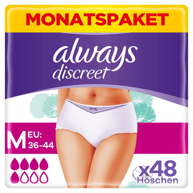 always discreet Inkontinenz-Höschen Gr. M Normal, 48 Höschen (4 x 12 Stück) von always discreet