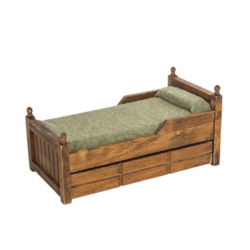 1:12 Skala Moderne Holzschlafzimmer Set Miniaturpuppenhäuser Möbel Mit Abnehmbarem Baumwollkissen Und Lagerschublade Keine Puppehouses Möbel von amangul