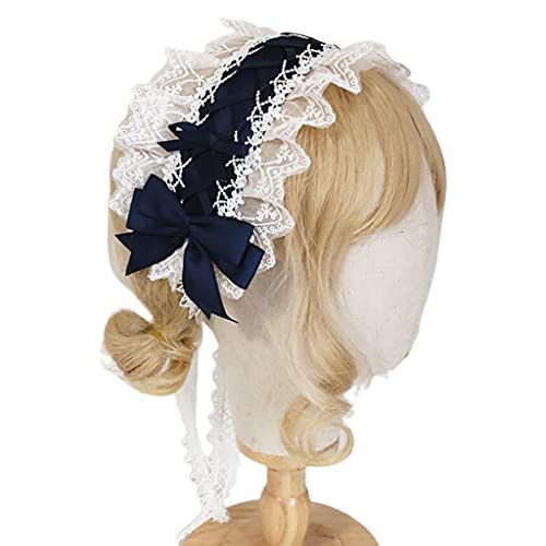 Damen-Netz-Spitzen-Kopfschmuck mit Schleife, schönes Band, Dienstmädchen, Anime, Cosplay, Haarreif, Requisiten, Rüschen, Spitzen-Stirnband von amangul