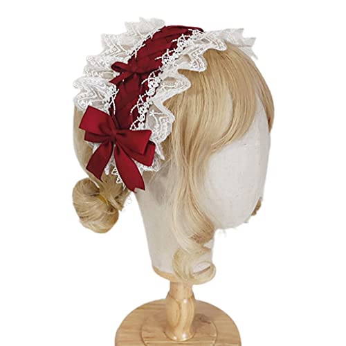 Damen-Netz-Spitzen-Kopfschmuck mit Schleife, schönes Band, Dienstmädchen, Anime, Cosplay, Haarreif, Requisiten, Rüschen, Spitzen-Stirnband von amangul