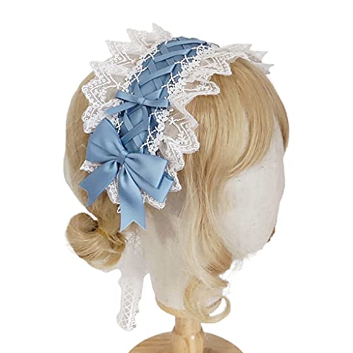 Damen-Netz-Spitzen-Kopfschmuck mit Schleife, schönes Band, Dienstmädchen, Anime, Cosplay, Haarreif, Requisiten, Rüschen, Spitzen-Stirnband von amangul