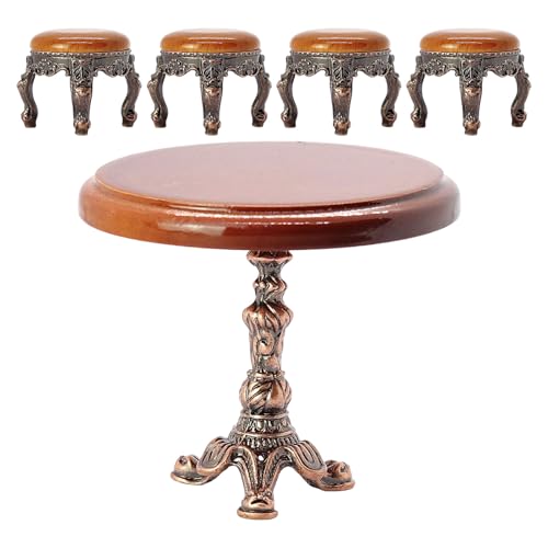 Miniaturpuppenhäuser Wohnzimmermöbel Retro Runder Tisch Und 4 Stühle 1:12 Skala Set Handwerkskunst Handgefertigt Miniatur Home Decors Accessoires Miniaturpuppenhäuser Wohnzimmermöbel Retro Runder Tisch Und 4 Stühle 1:12 Skala Set Handwerkskunst Handgefertigt Miniatur Home Decors Accessoires von amangul