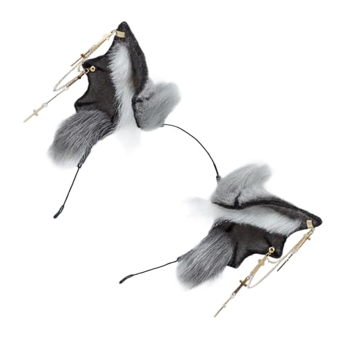amangul Blutsauger, modisches Haarband, weich, bequem, realistisch, Fledermaus-Ohren, Kopfschmuck für Halloween, Geburtstagsparty (grau-weiße Ohrkette) von amangul