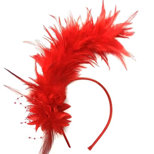 amangul Feder-Stirnband im Vintage-Stil der 1920er-Jahre, für Damen, Mädchen, 20er-Jahre-Kostüm, Partys, Bühnenauftritte, weiches Stoffband (mit Blumen) von amangul