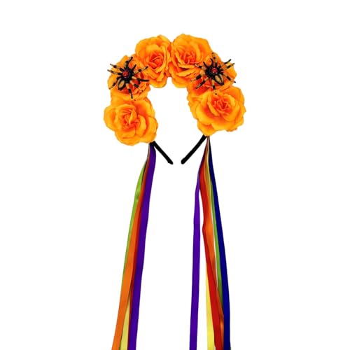 amangul Festives Spiders Blumenstirnbänder Kinder Bunte Unisex Halloween Kopfstück Halloween Partys Zubehör Mehrfarbige Halloween Spiders Ribbon Stirnbänder von amangul