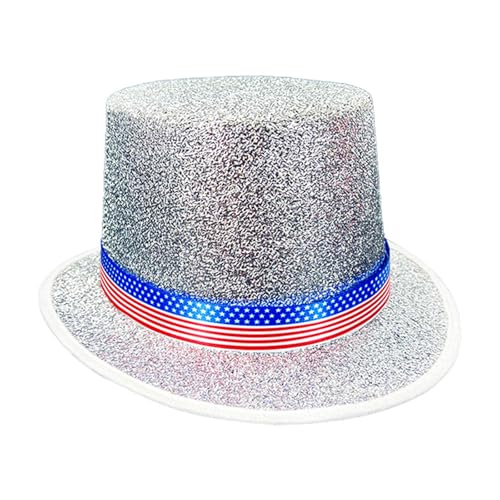 amangul Großer Hut in leuchtenden Farben für Musikfestival, Erwachsene, alle passenden Unisex-Kopfbedeckungen, Bühnenshow-Hut für Festivals, Themenveranstaltungen (Silber) von amangul