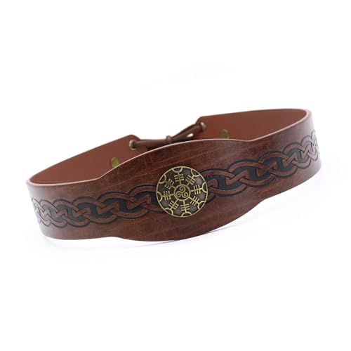 amangul Klassisches PU-Leder-Stirnband, mittelalterliches Haarband, Prägemuster, Haarband für verschiedene Kopfgrößen, Halloween, Party, Verkleidungsrequisiten amangul Klassisches PU-Leder-Stirnband, mittelalterliches Haarband, Prägemuster, Haarband für verschiedene Kopfgrößen, Halloween, Party, Verkleidungsrequisiten von amangul